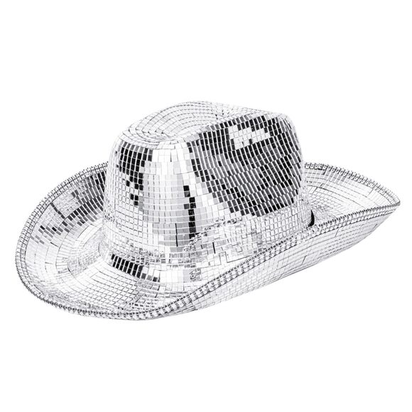6388 Disco Ball Western Cowboy Hat - Women Men Silver Mirrored Sparkly Cowgirl main image 6